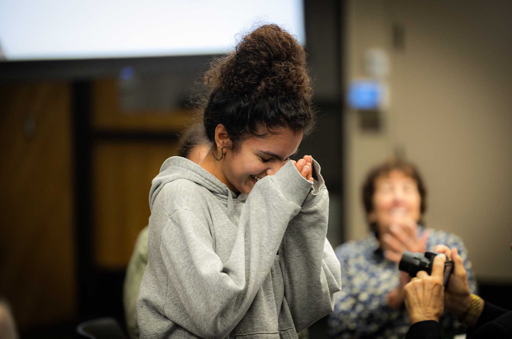 student receiving scholarship