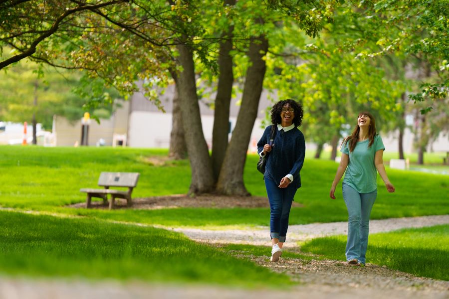 Students walk on campus
