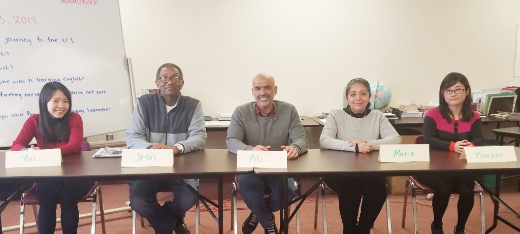 There’s an international flair in the Adult Transitions Pathways classes being taught at the Ypsilanti Township Community Center. Students include (from left, with native country) Yui Nishi (Japan), Jesus Agualimpia (Argentina), Ali Aldawood (Saudi Arabia), Maria Cid-Espinoza (Mexico) and Kurumi Sato (Japan).