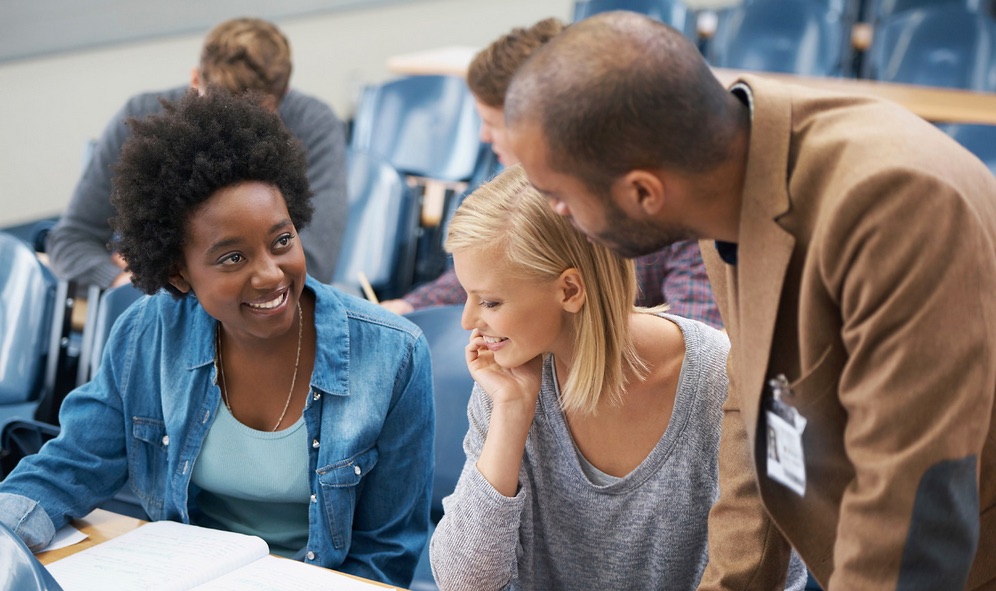 students and faculty working together students and faculty working together